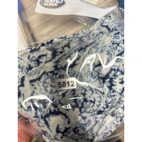 Boho Lucky Brand Womens Medium Blue White Paisley Button Front Long Sleeve Top - Picture 10 of 10